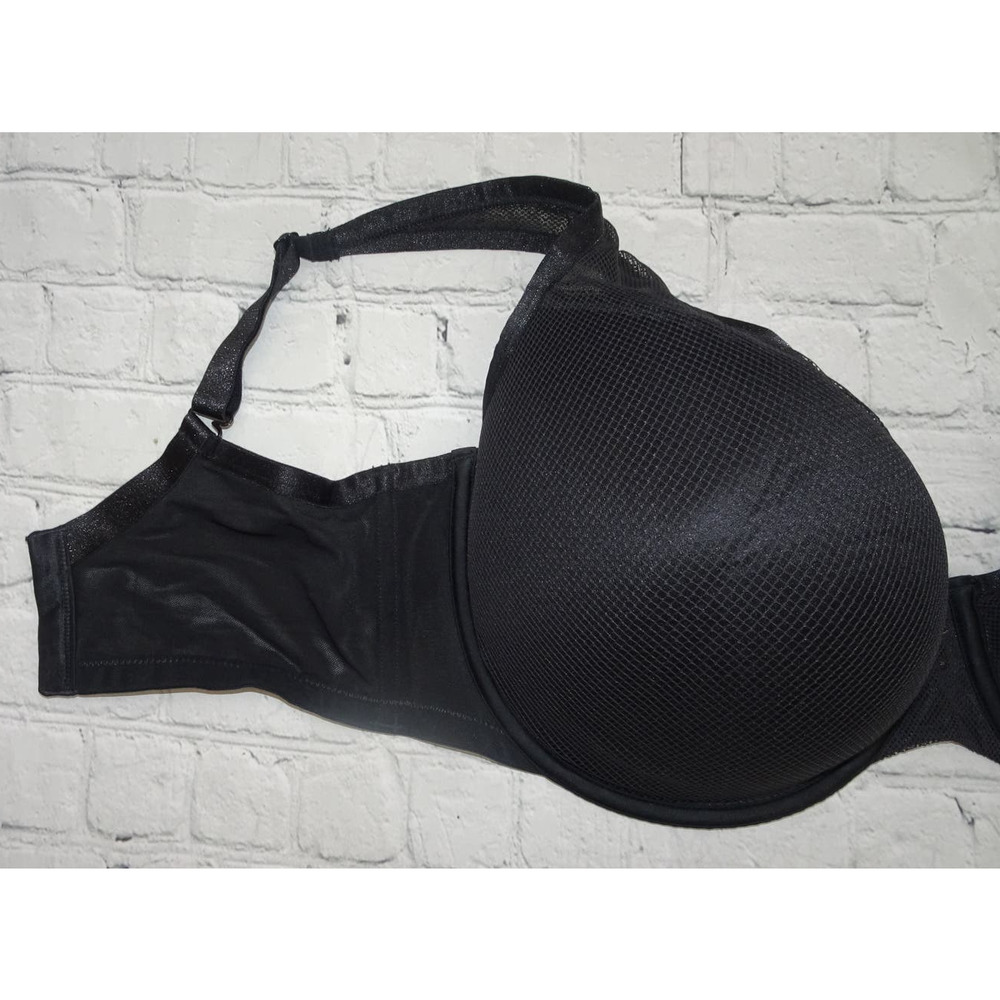 Curvy Couture Women's Plus Size Diamond Net Full Coverage Plunge Bra 38H Black - Picture 6 of 10